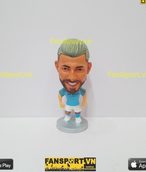 Tượng Sergio Aguero 10 Manchester City 2018 2019 home blue soccerwe