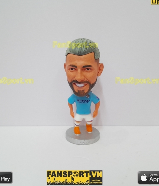 Tượng Sergio Aguero 10 Manchester City 2019 2020 home blue soccerwe