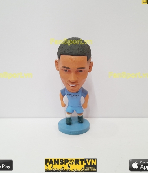 Tượng Gabriel Jesus 33 Manchester City 2016 2017 home blue soccerwe