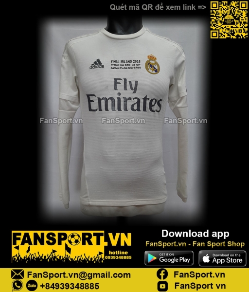 Áo Real Madrid 2015-2016 home shirt jersey white S12653 long dài tay