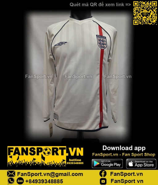 Áo England 2001 2002 2003 home shirt jersey Umbro long 734002 dài tay