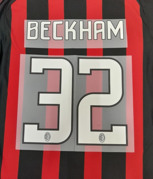 Nameset David Beckham 32 AC Milan 2008-2009 home white trắng font