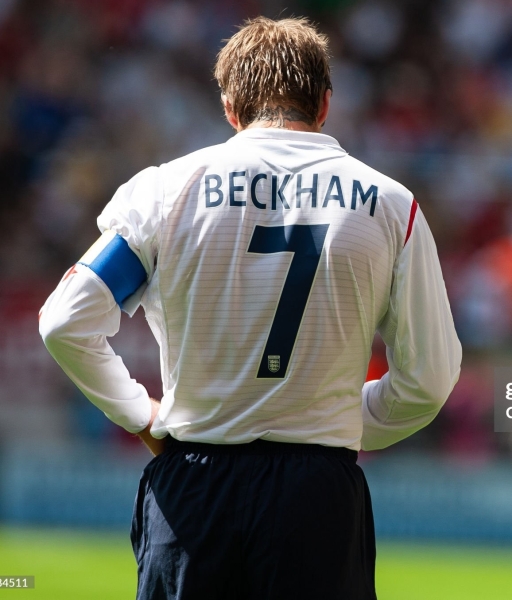 Nameset David Beckham 7 England 2005 2006 2007 home blue font tên số