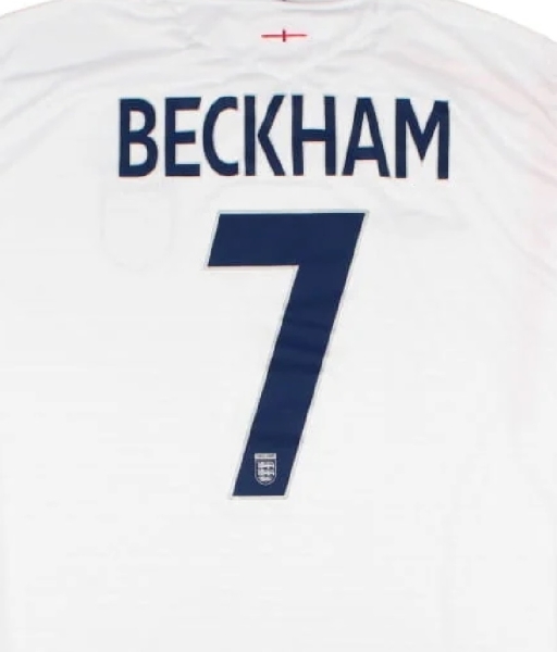 Nameset David Beckham 7 England 2005 2006 2007 home blue font tên số