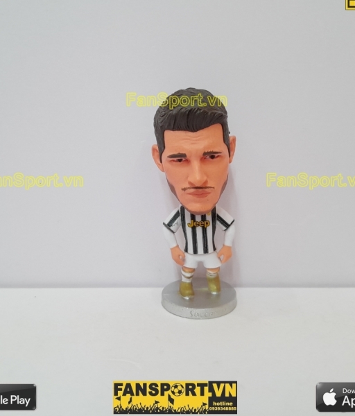 Tượng Alvaro Morata 9 Juventus 2020 2021 home white black soccerwe