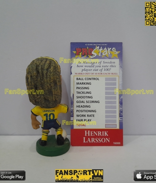 Tượng Henrik Larsson 10 Sweden 1998-1999 home corinthian PRO238 yellow