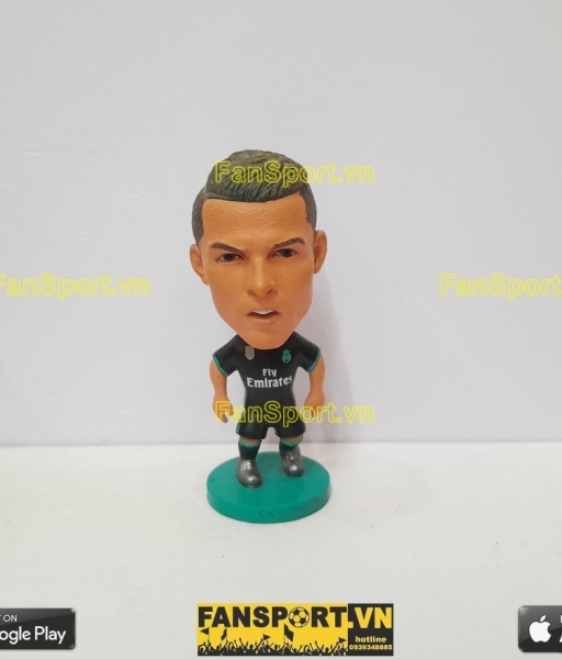 Tượng Cristiano Ronaldo 7 Real Madrid 2017-2018 away black soccerwe