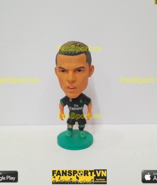 Tượng Cristiano Ronaldo 7 Real Madrid 2017-2018 away black soccerwe