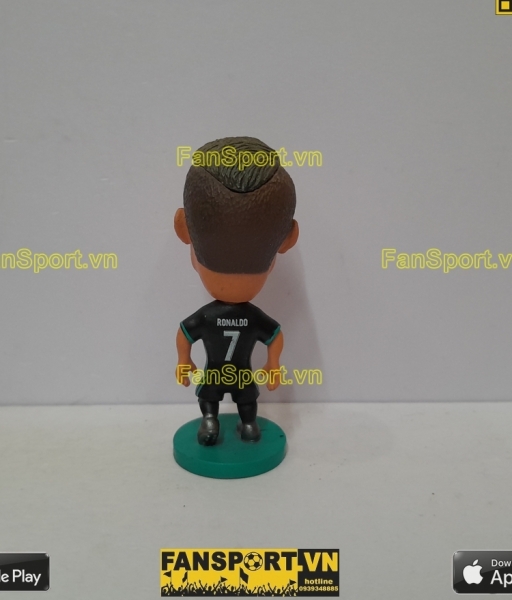 Tượng Cristiano Ronaldo 7 Real Madrid 2017-2018 away black soccerwe