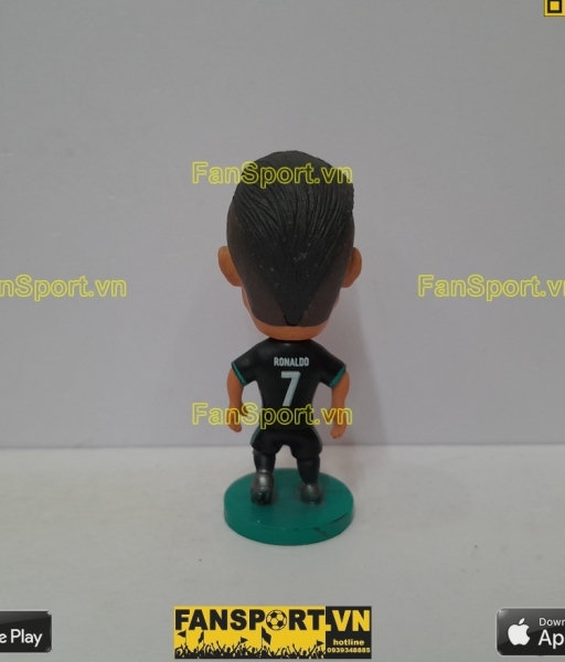 Tượng Cristiano Ronaldo 7 Real Madrid 2017-2018 away black soccerwe