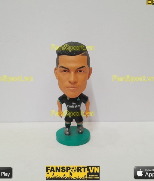 Tượng Cristiano Ronaldo 7 Real Madrid 2017-2018 away black soccerwe