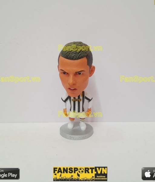 Tượng Cristiano Ronaldo 7 Juventus 2020-2021 home white black soccerwe