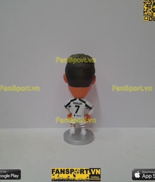 Tượng Cristiano Ronaldo 7 Juventus 2020-2021 home white black soccerwe