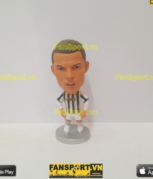 Tượng Cristiano Ronaldo 7 Juventus 2020-2021 home white black soccerwe