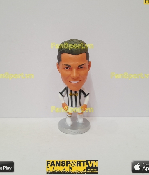 Tượng Cristiano Ronaldo 7 Juventus 2020-2021 home white black soccerwe