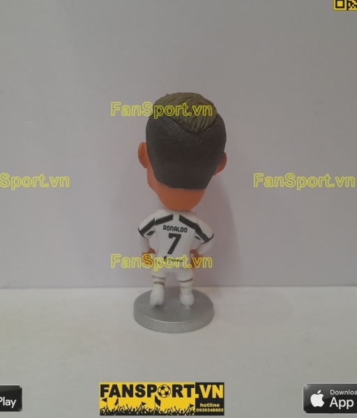 Tượng Cristiano Ronaldo 7 Juventus 2020-2021 home white black soccerwe