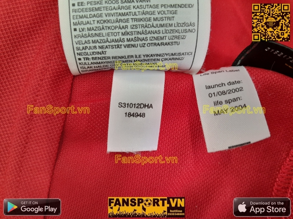 Áo đấu Manchester United 2002 2003 2004 home shirt jersey 184948 Nike