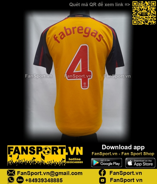 Áo đấu Fabregas 4 Arsenal 2008-2009 away shirt jersey yellow 287538