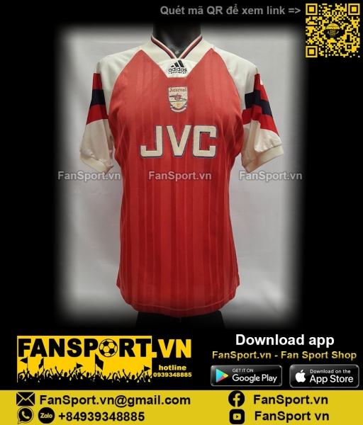Áo đấu bóng đá Arsenal 1992 1993 1994 home shirt jersey red Adidas