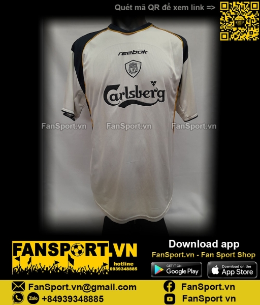Áo đấu Liverpool 2001 2002 2003 away shirt jersey white Reebok BN73851
