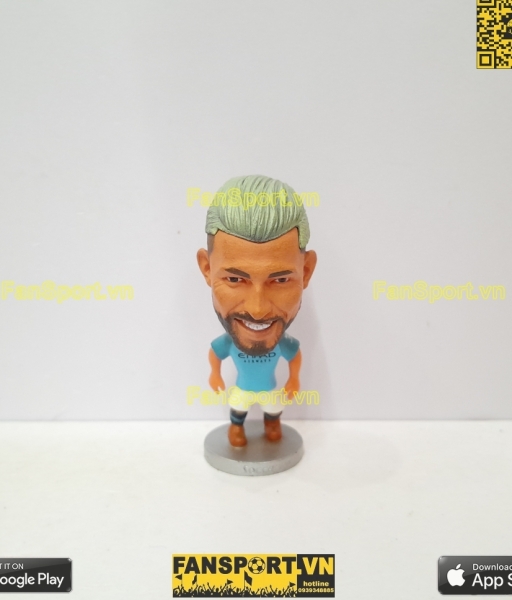 Tượng Sergio Aguero 10 Manchester City 2018 2019 home blue soccerwe