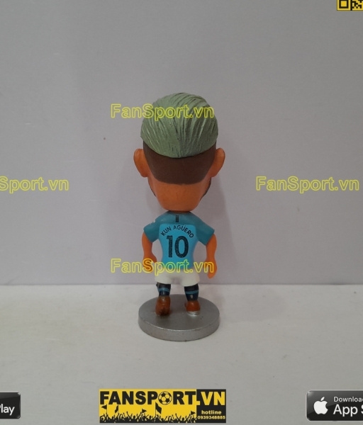 Tượng Sergio Aguero 10 Manchester City 2018 2019 home blue soccerwe