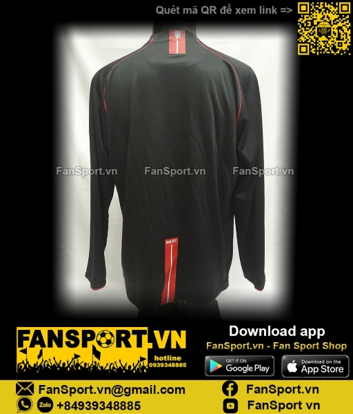 Áo đấu Manchester United 2007-2008 away shirt jersey black long 238348