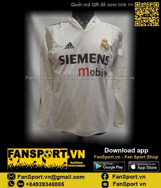 Áo đấu Real Madrid 2004-2005 home shirt jersey white 183934 Adidas
