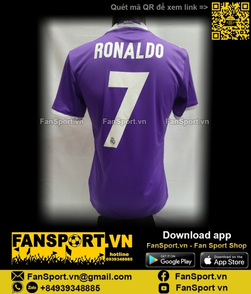 Áo đấu Ronaldo 7 Real Madrid 2016 2017 away shirt jersey Adidas AI5158