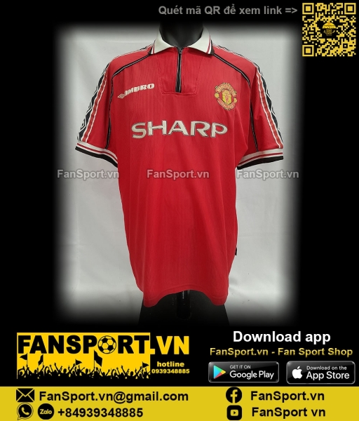 Áo đấu Manchester United 1998-1999-2000 home shirt jersey red Umbro