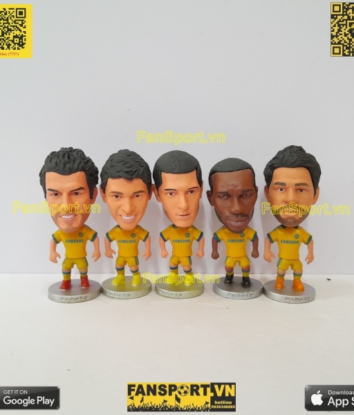 Set 5 tượng cầu thủ bóng đá Chelsea 2014-2015 away yellow kodoto