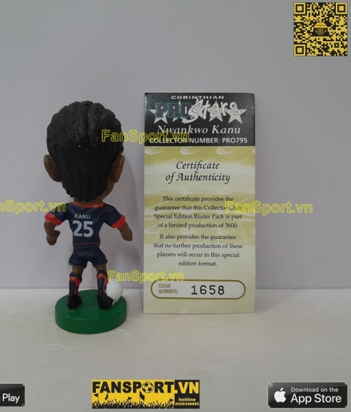 Tượng Nwankwo Kanu 25 Arsenal 2002-2003 away blue corinthian PRO795