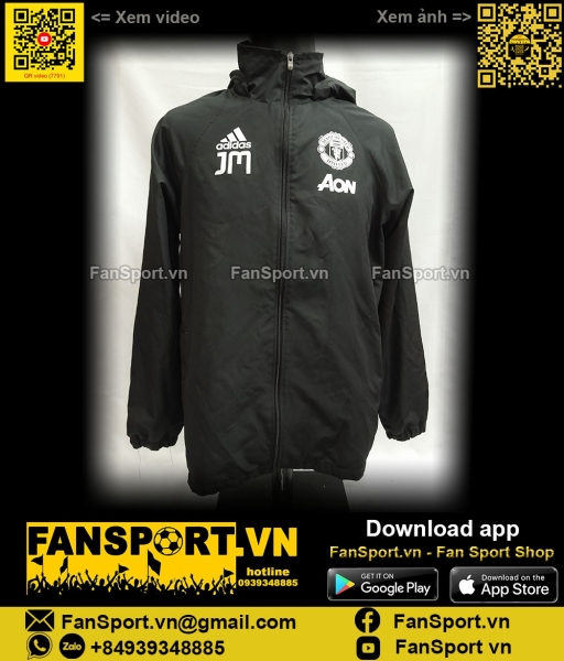 Áo khoác Manchester United 2016-2017 black jacket coach Adidas