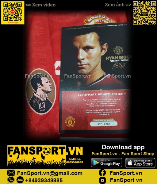 Box 2 áo Giggs Manchester United 1991-2011 20th shirt jersey 382469