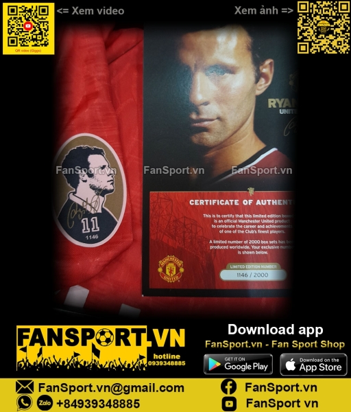 Box 2 áo Giggs Manchester United 1991-2011 20th shirt jersey 382469