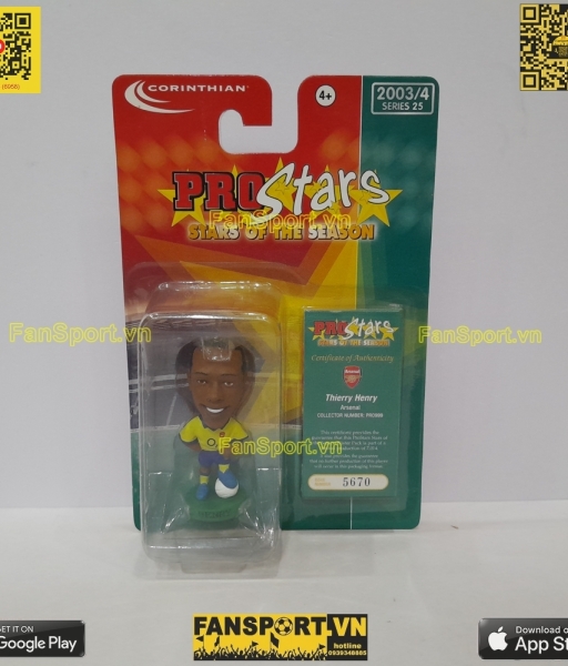 Tượng Thierry Henry 14 Arsenal 2003-2004 away yellow corinthian PRO999