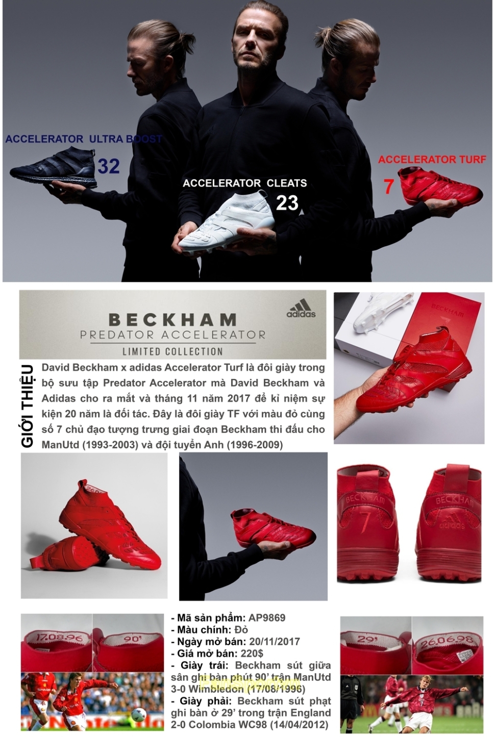 Giày David Beckham Adidas Predator Accelerator Turf AP9869