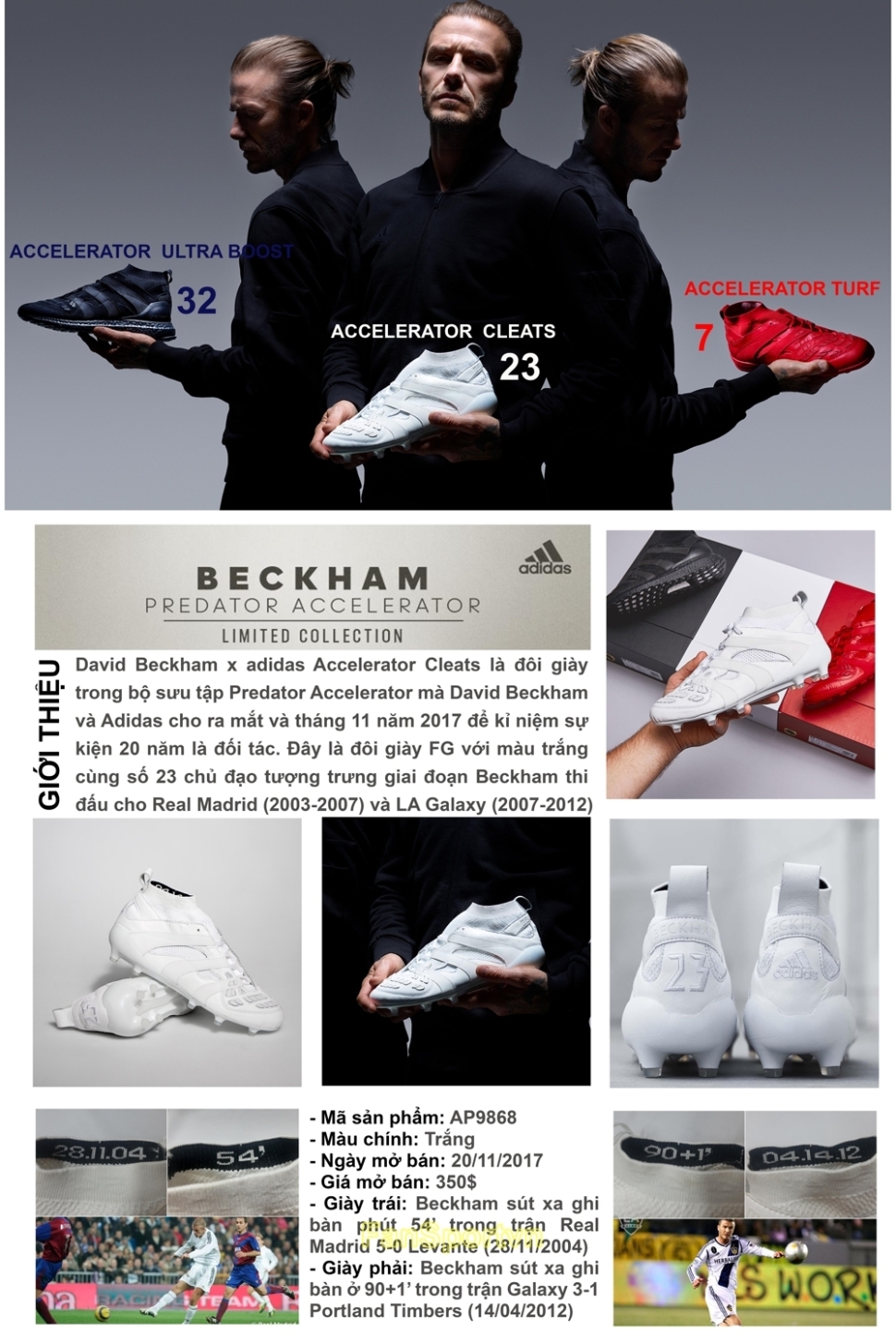 Giày David Beckham Adidas Predator Accelerator Turf AP9869