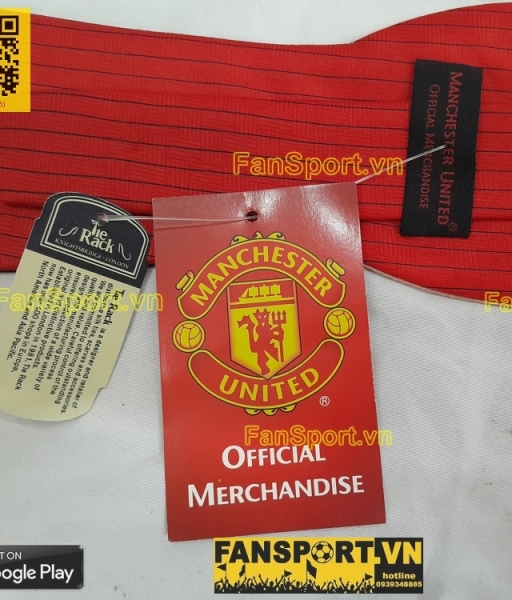 Cà vạt lụa Manchester United Kit Tie Rack London 1998 1999 treble red