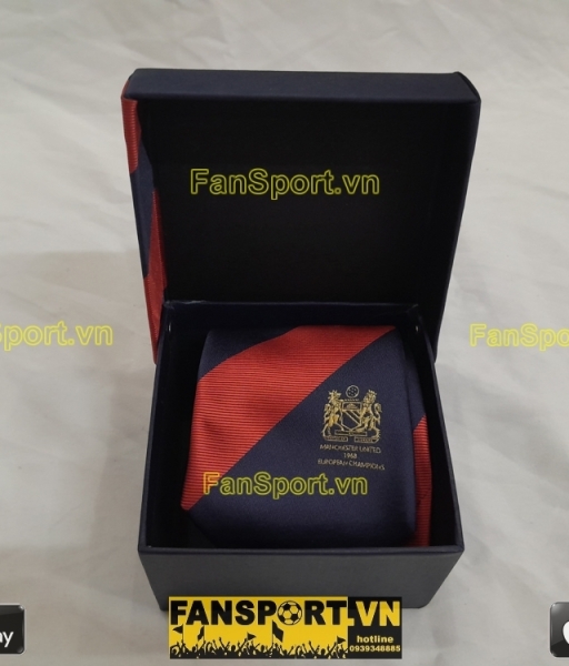 Cà vạt Manchester United European 1968 winner tie blue red
