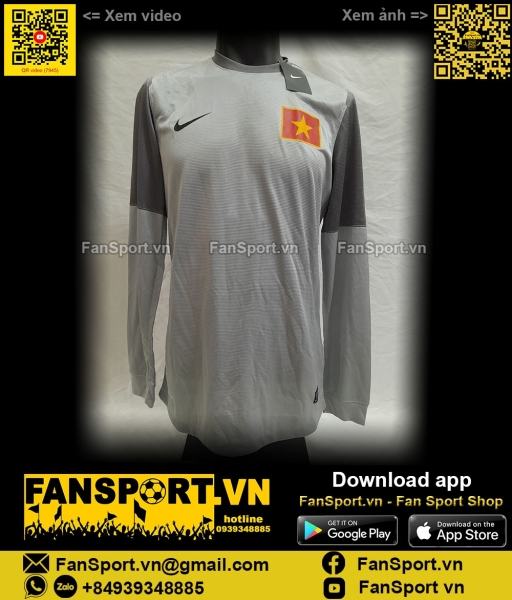 Áo đấu thủ môn Việt Nam 2012 2013 goalkeeper gk xám 507914 Nike long L