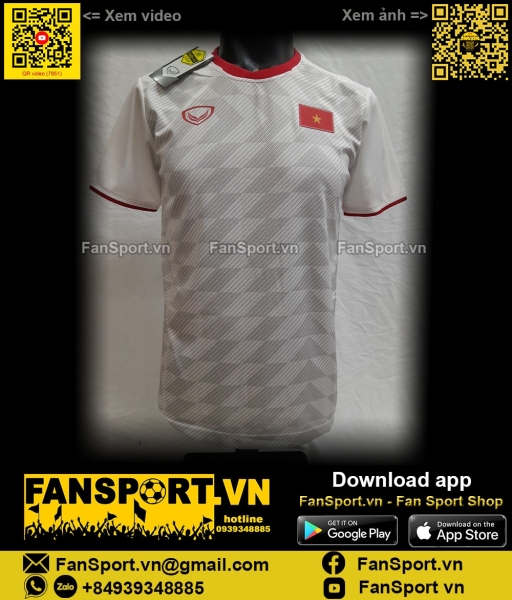 Áo đấu Việt Nam 2019 away trắng shirt jersey Vietnam Grand Sport