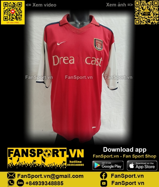 Áo đấu Arsenal 2000 2001 2002 home shirt jersey red Nike Dreamcast đỏ