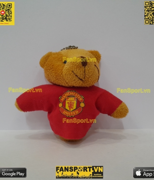Móc khóa thú bông gấu mascot Manchester United bear red 15cm key