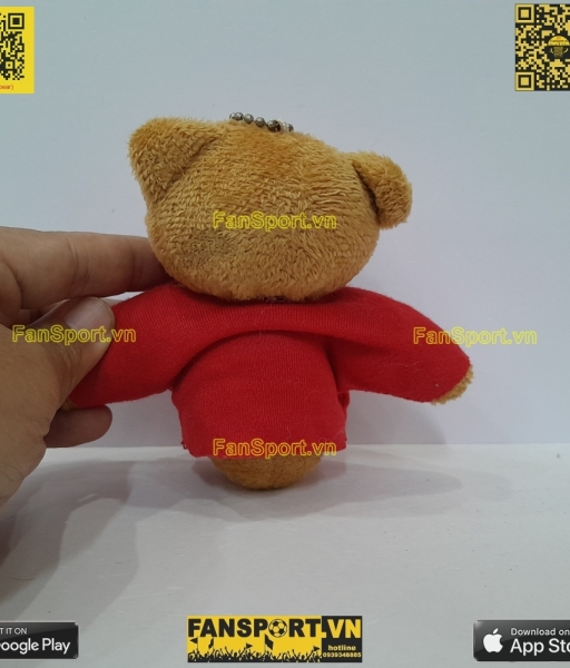 Móc khóa thú bông gấu mascot Manchester United bear red 15cm key