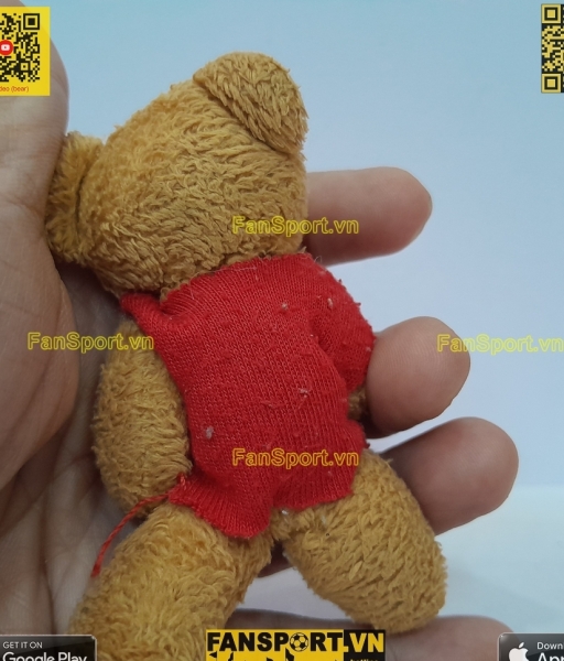 Móc khóa thú bông gấu mascot Manchester United bear red 8m