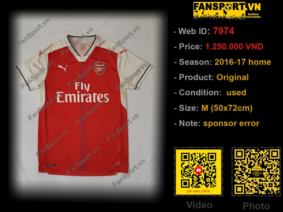 Áo đấu Arsenal 2016-2017 home shirt jersey red 749712 Puma bóng đá