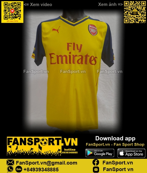 Áo đấu Arsenal 2014 2015 away shirt jersey yellow vàng 746449 Puma
