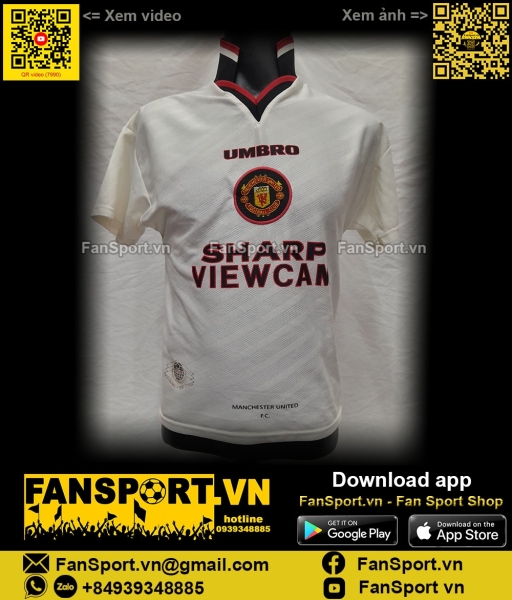 Áo đấu Manchester United 1996 1997 away shirt jersey white Umbro