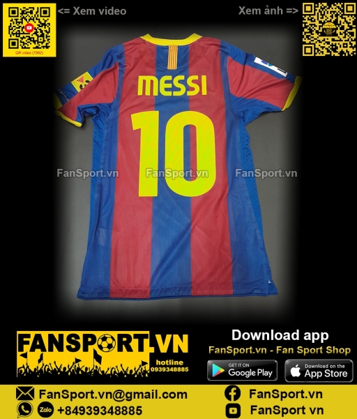 Box áo Messi 10 Barcelona 2010 2011 home shirt jersey authentic 406809